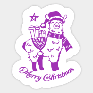 Purple Llama Merry Christmas Sticker